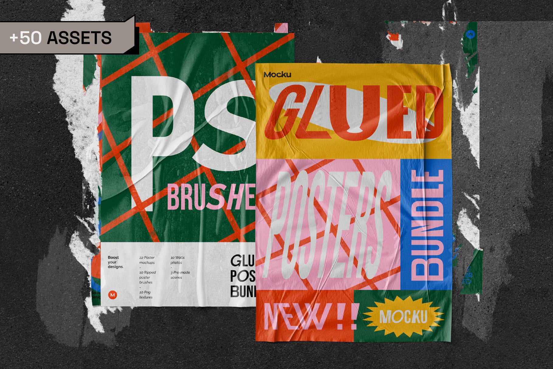 Glued Poster Mockups Bundle