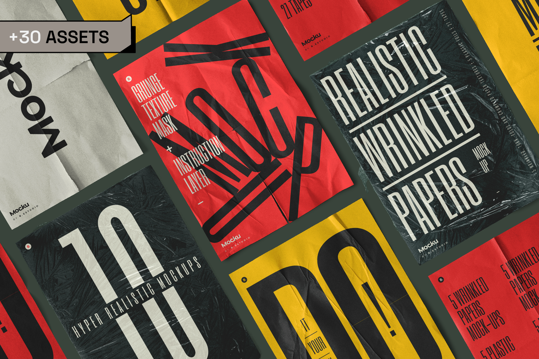 Wrinkled Papers and Plastics Mockups