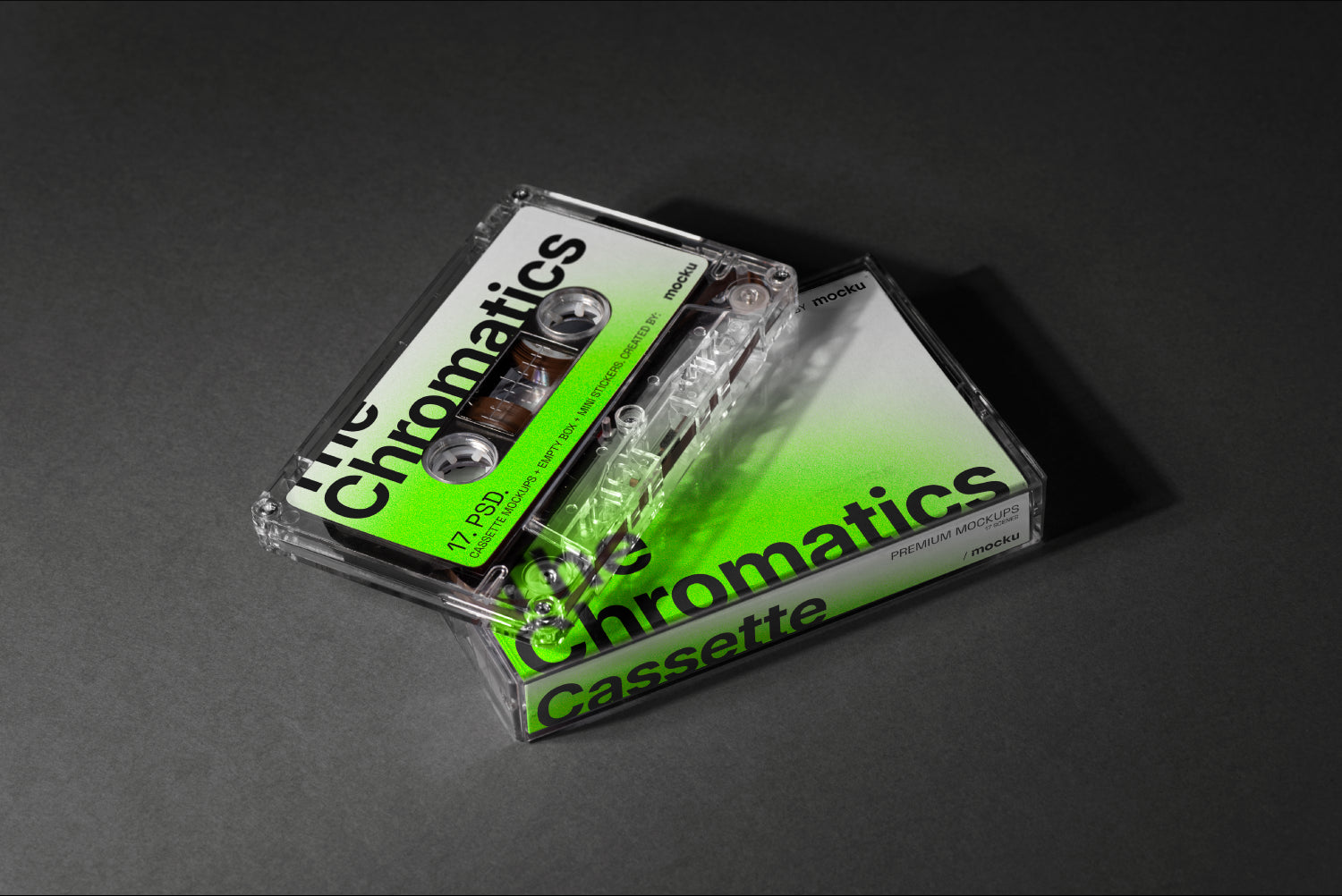 Top View Cassette Mockup on Ground Texture