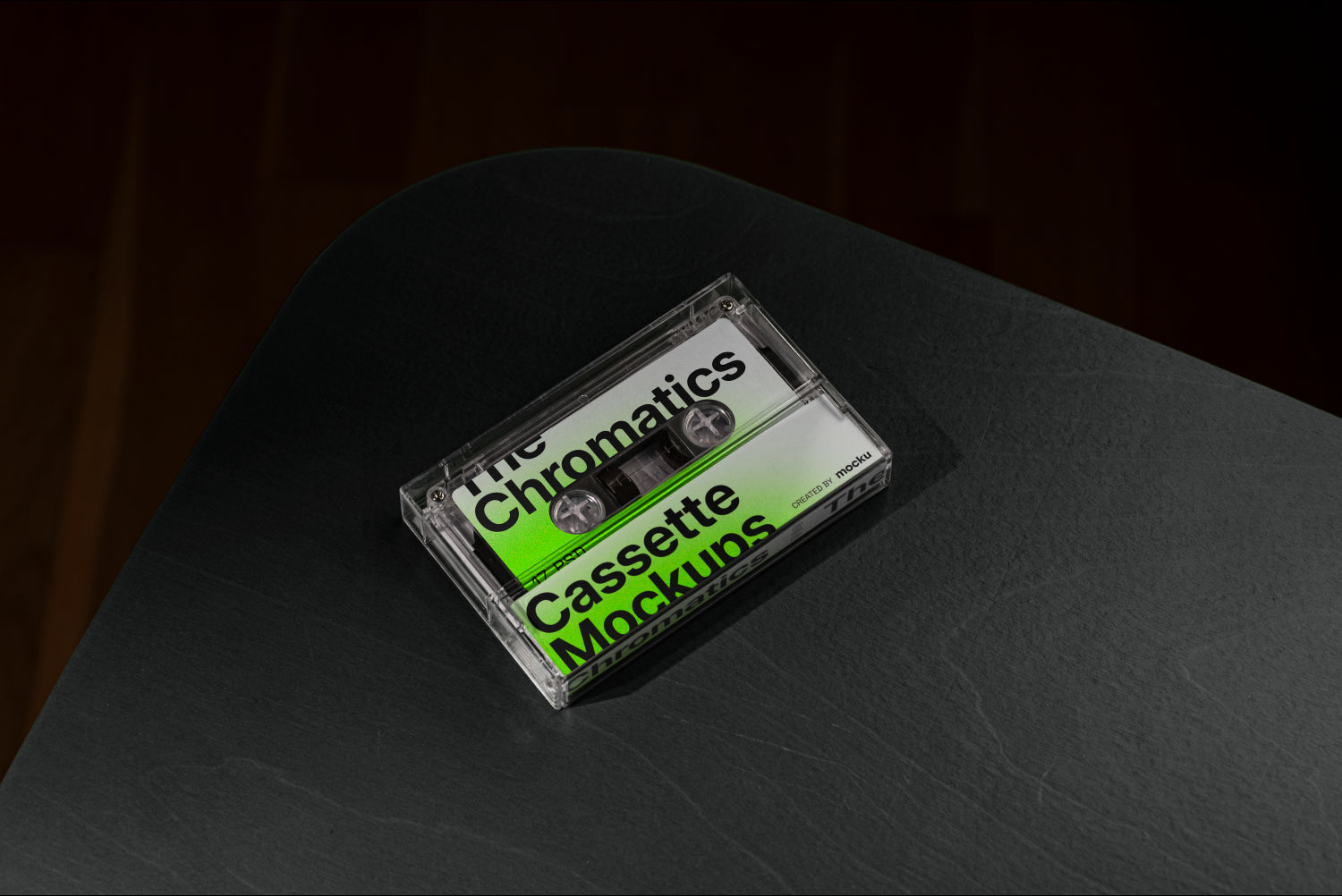 Cassette Mockup on Curved-Edge Chair