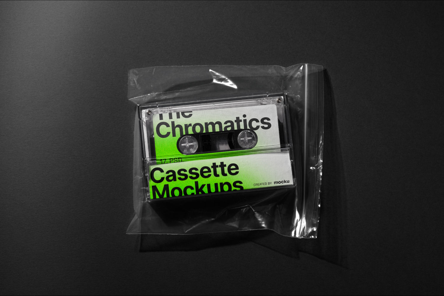 Cassette Mockup in Plastic Bag