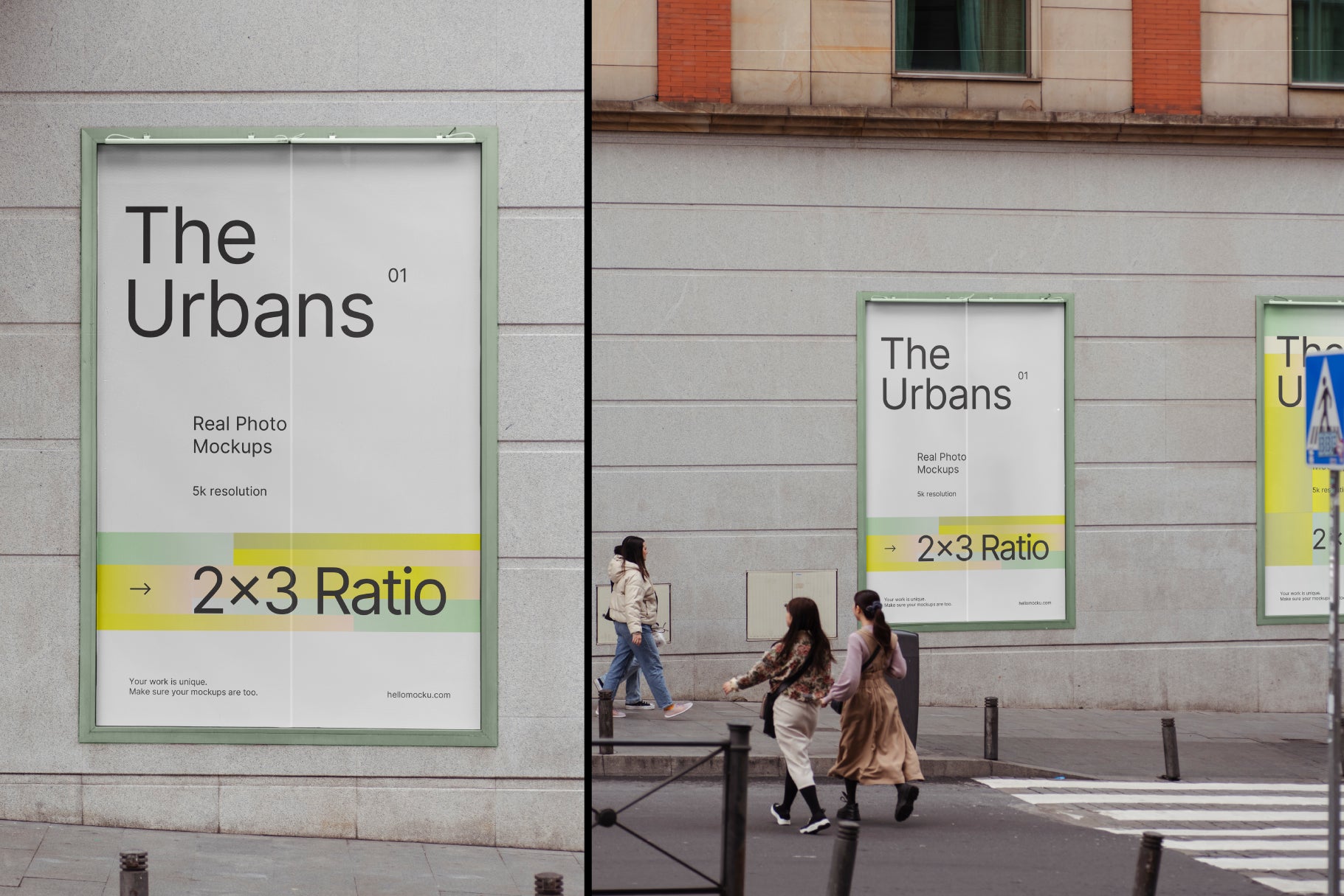 2x3 Framed Urban Poster Mockup