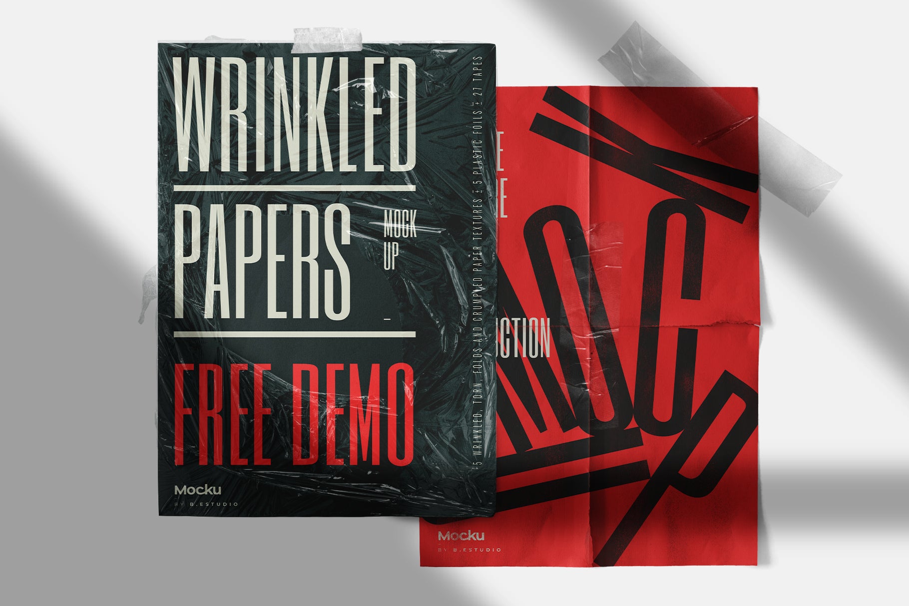 FREE Wrinkled Papers & Plastics Mockups (DEMO)