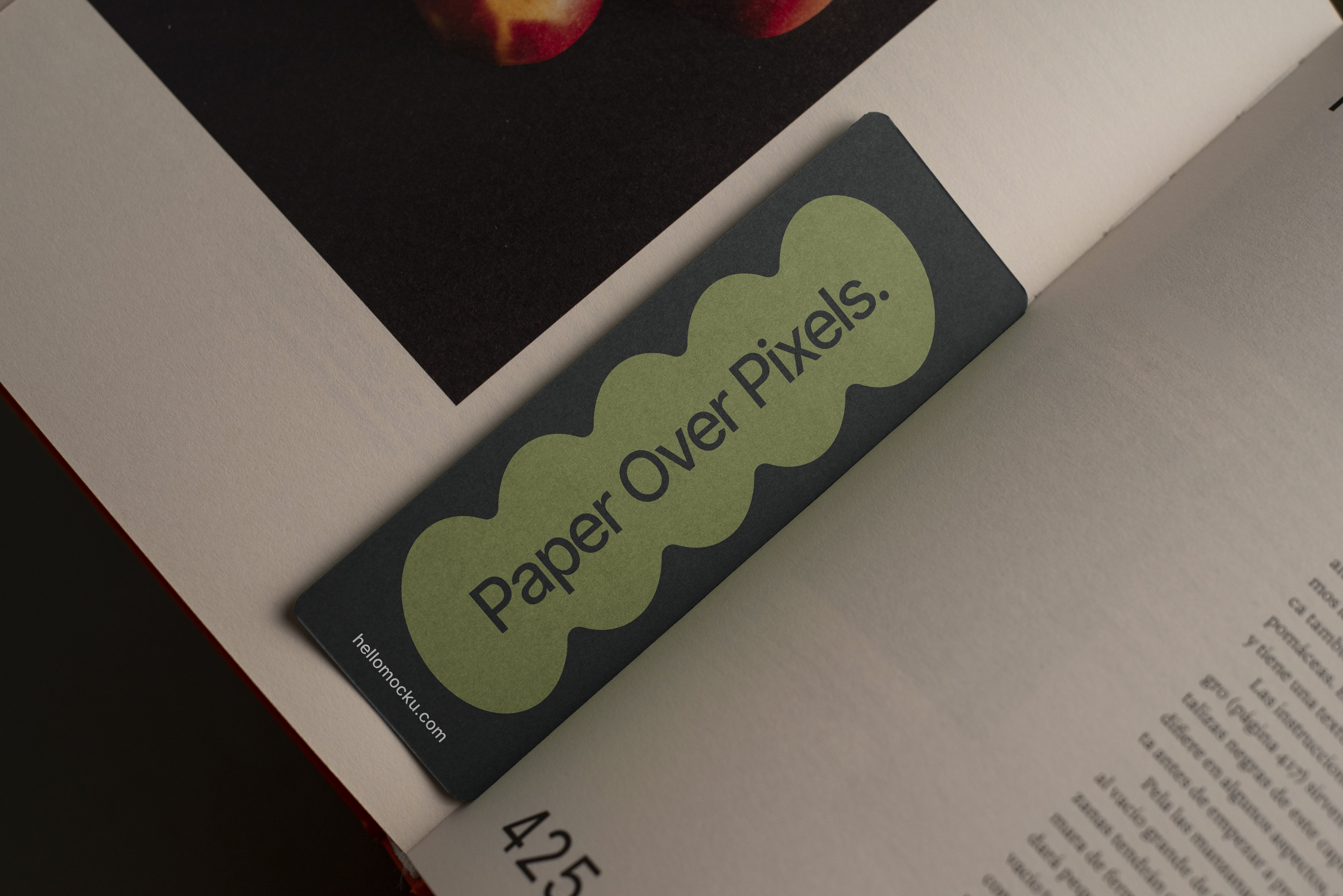 Bookmark on Open Book Mockup