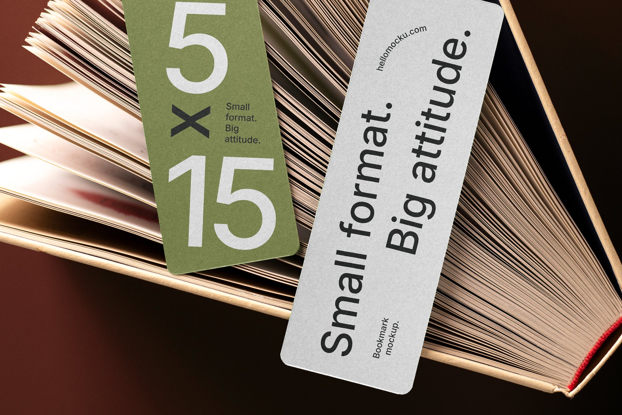 Two Bookmarks on Open Book Mockup