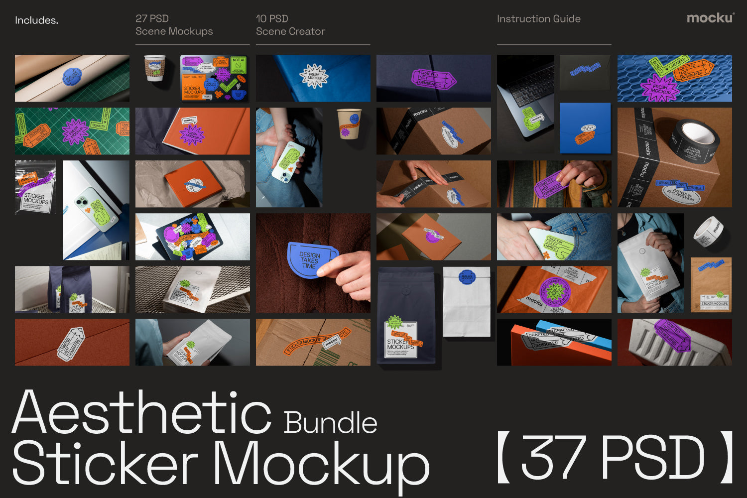 Aesthetic Sticker Mockup Bundle Mocku Store