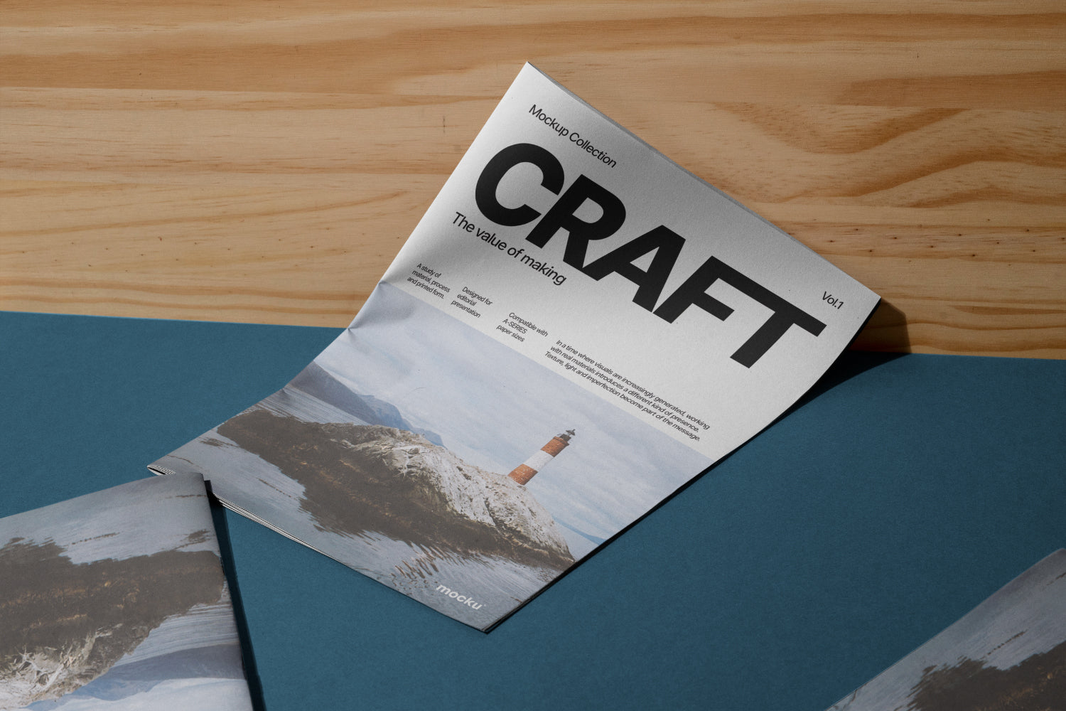 Newsprint Magazine on Floor Mockup