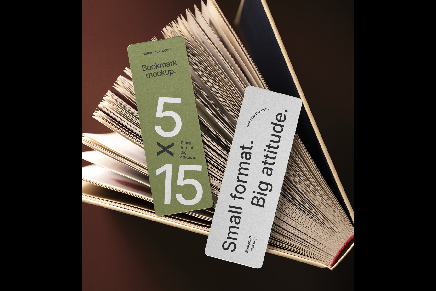 Two Bookmarks on Open Book Mockup
