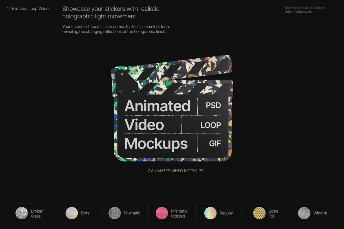 Load video: Sticker Mockup Machine – Multi Holographic