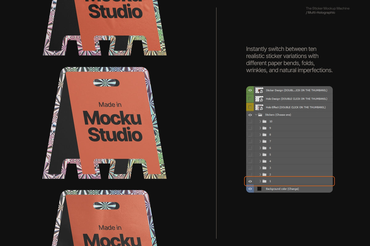 Load video: Sticker Mockup Machine – Multi Holographic